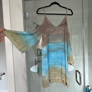 American Threads Brown and Blue Tie-Dye Dress